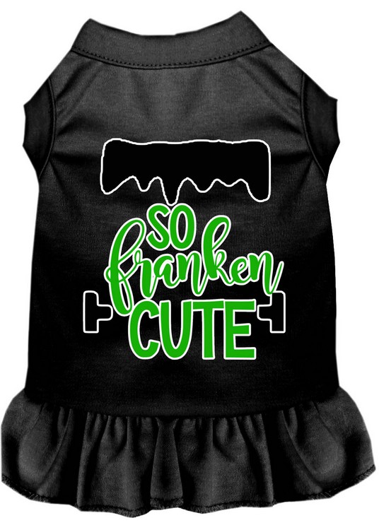 So Franken Cute Screen Print Dog Dress Black 4X